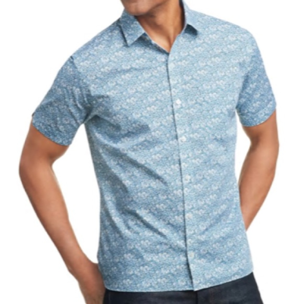 Van Heusen L short sleeve never tuck floral button down shirt. New with tags.